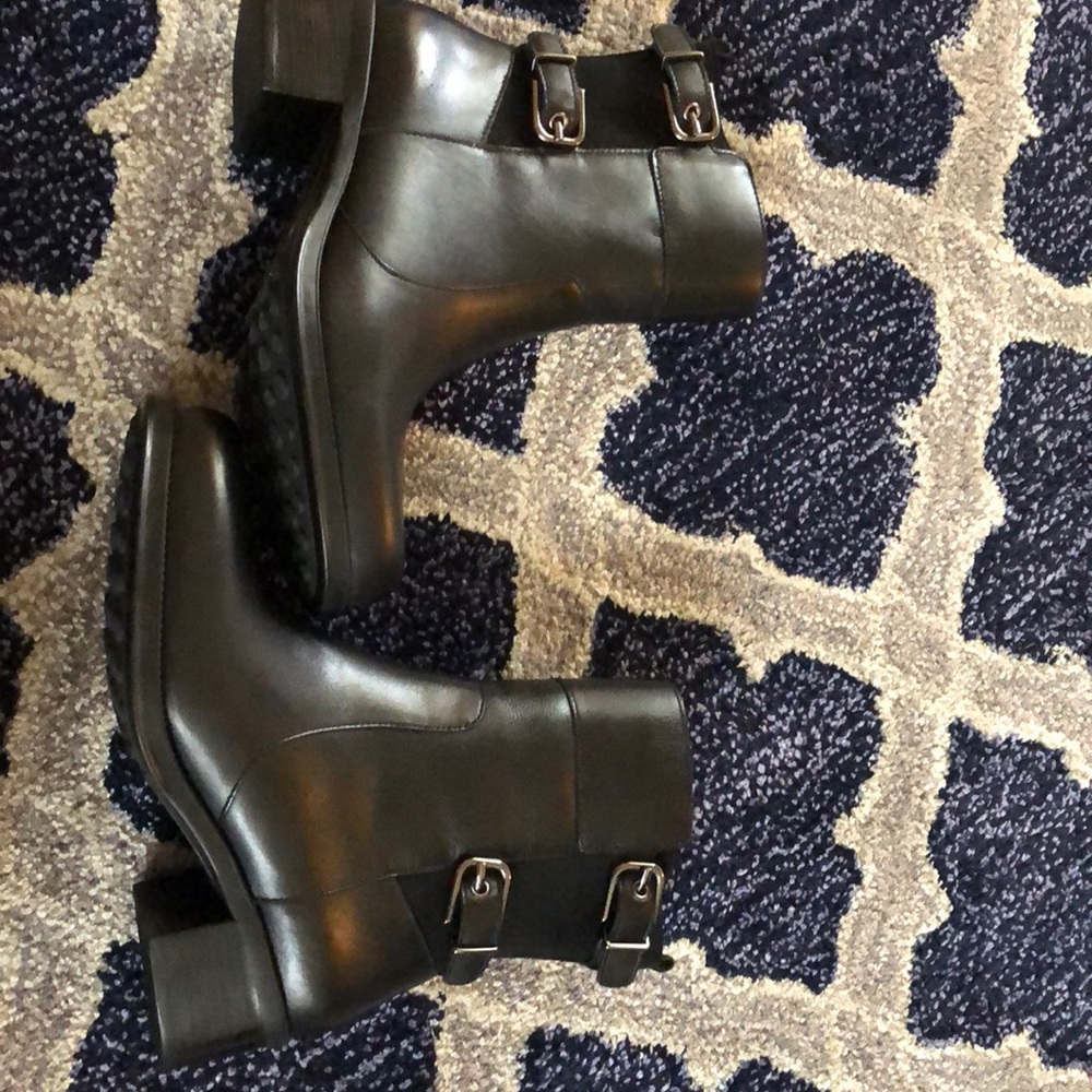 Black booties with buckle